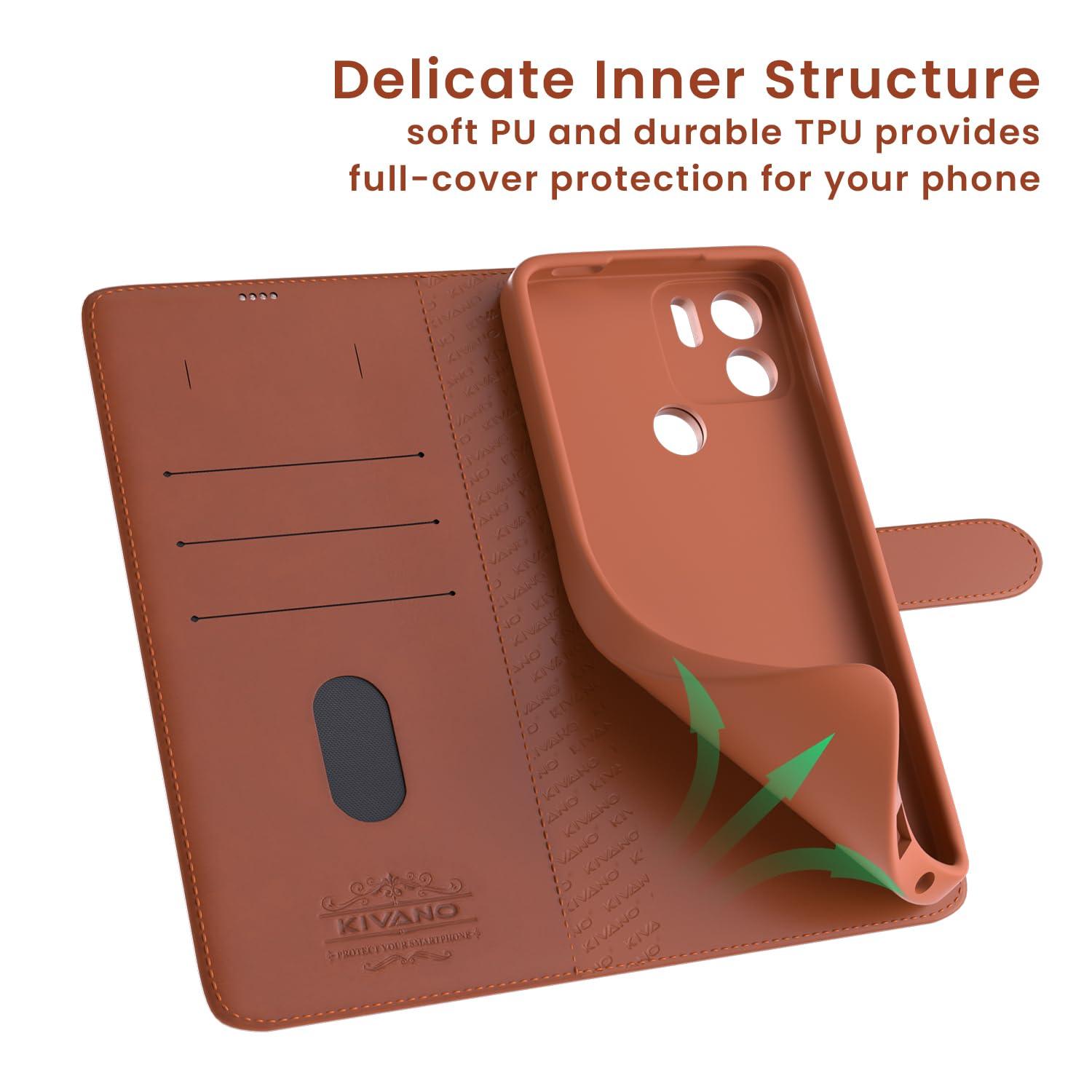 Leather Wallet Case for Xiaomi Redmi 9 Prime ?Stylish Flip Folio Cover with Card Holder, Stand, Ideal for Both Men and Women-KIVANO LUXE - Aibex